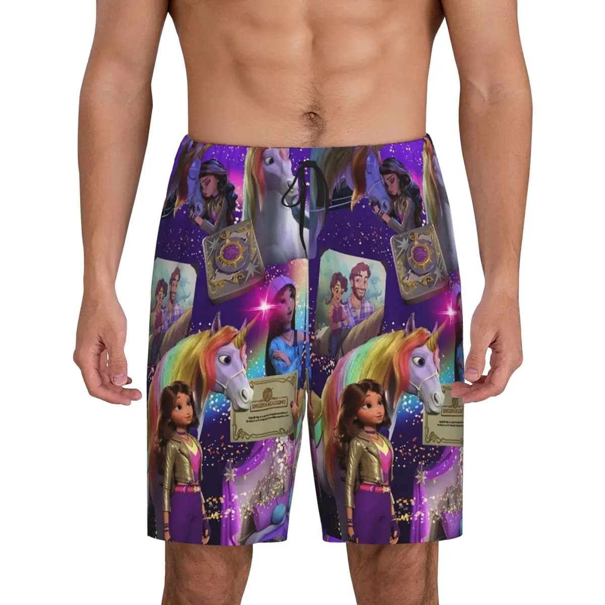 Custom Unicorn Academy Animation Girls Short Pajama Pants Men Sleepwear Sleep Lounge Bottom Shorts Sleeping Pants