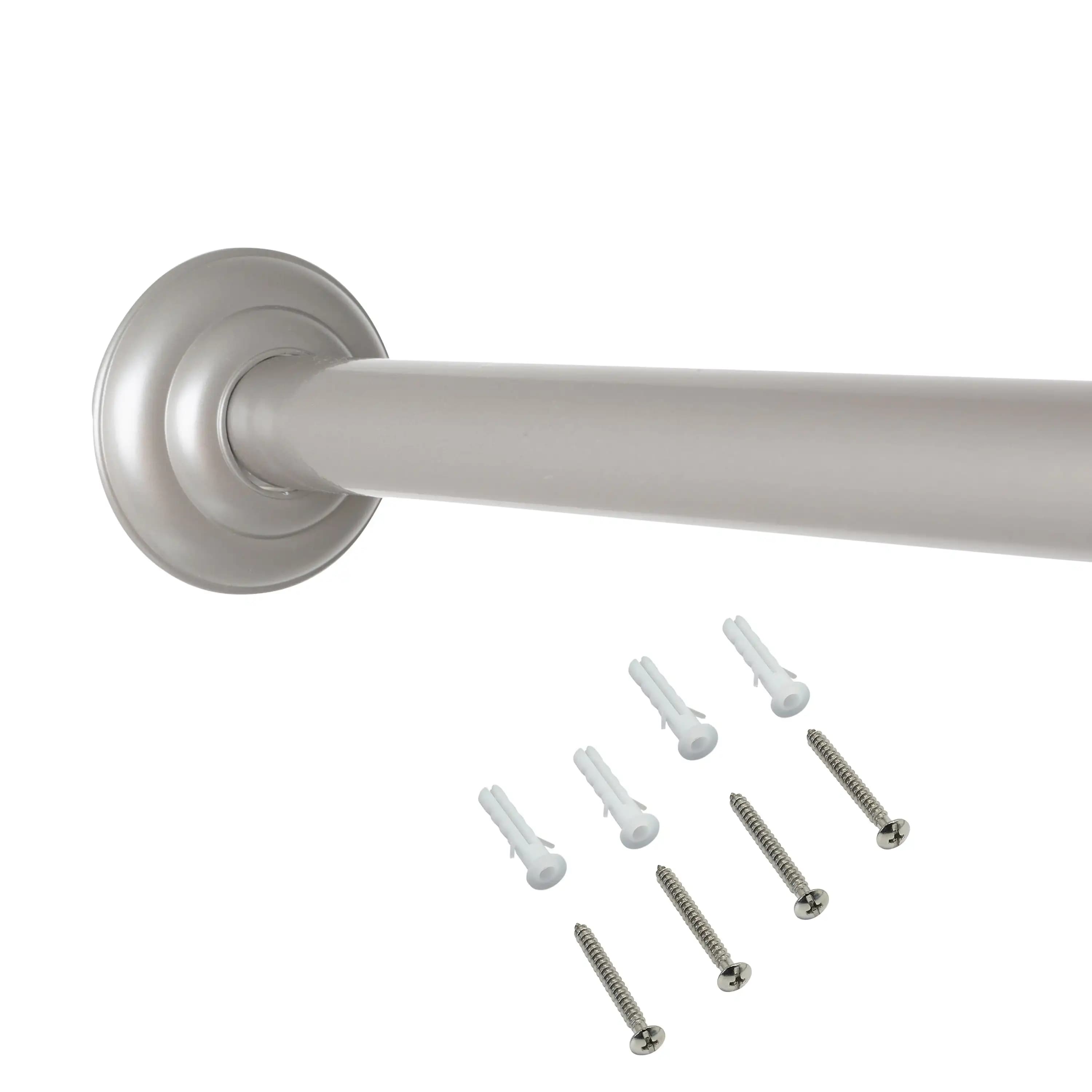 Metal Shower Rod Adjustable by Wall, 41" - 72", Requires Drilling, Nichel
