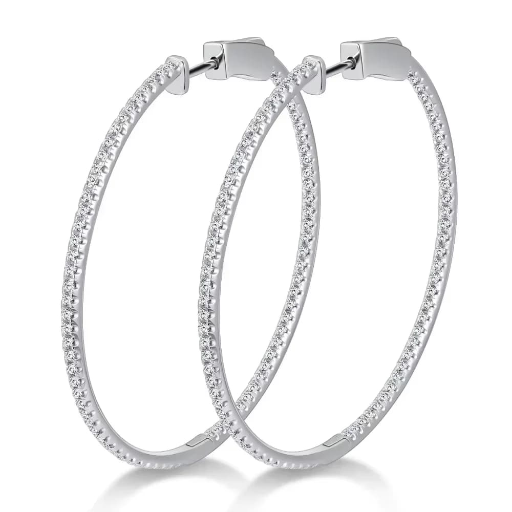 M-JAJA 50mm Full Moissanite Hoop Earrings 925 Sterling Silver for Women D Color VVS1 Lab Diamond Stud Earrings Wedding Jewelry
