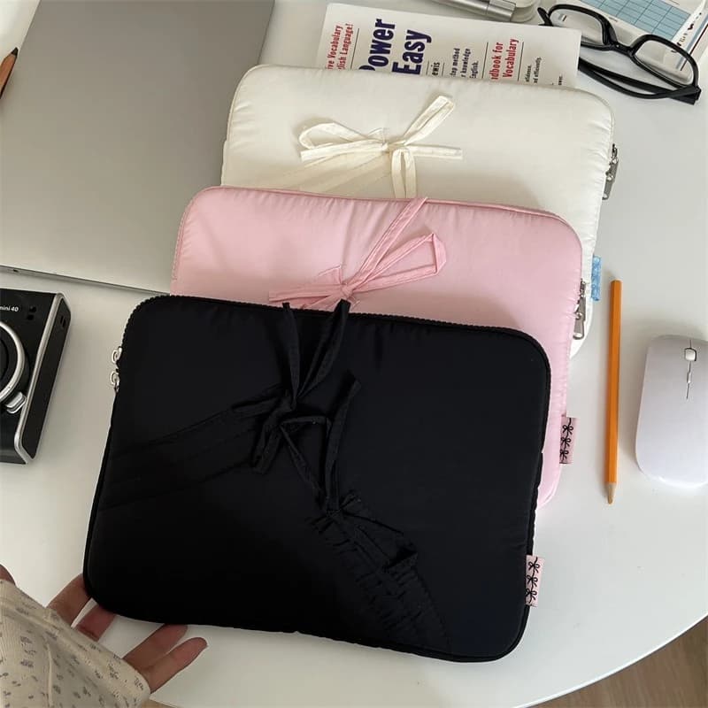Custodia soffice per laptop con fiocco carino per MacBook Samsung Dell Huawei 13.3 13.6 14 15 15.6 16 per Ipad Custodia per tablet da 9-11 pollici
