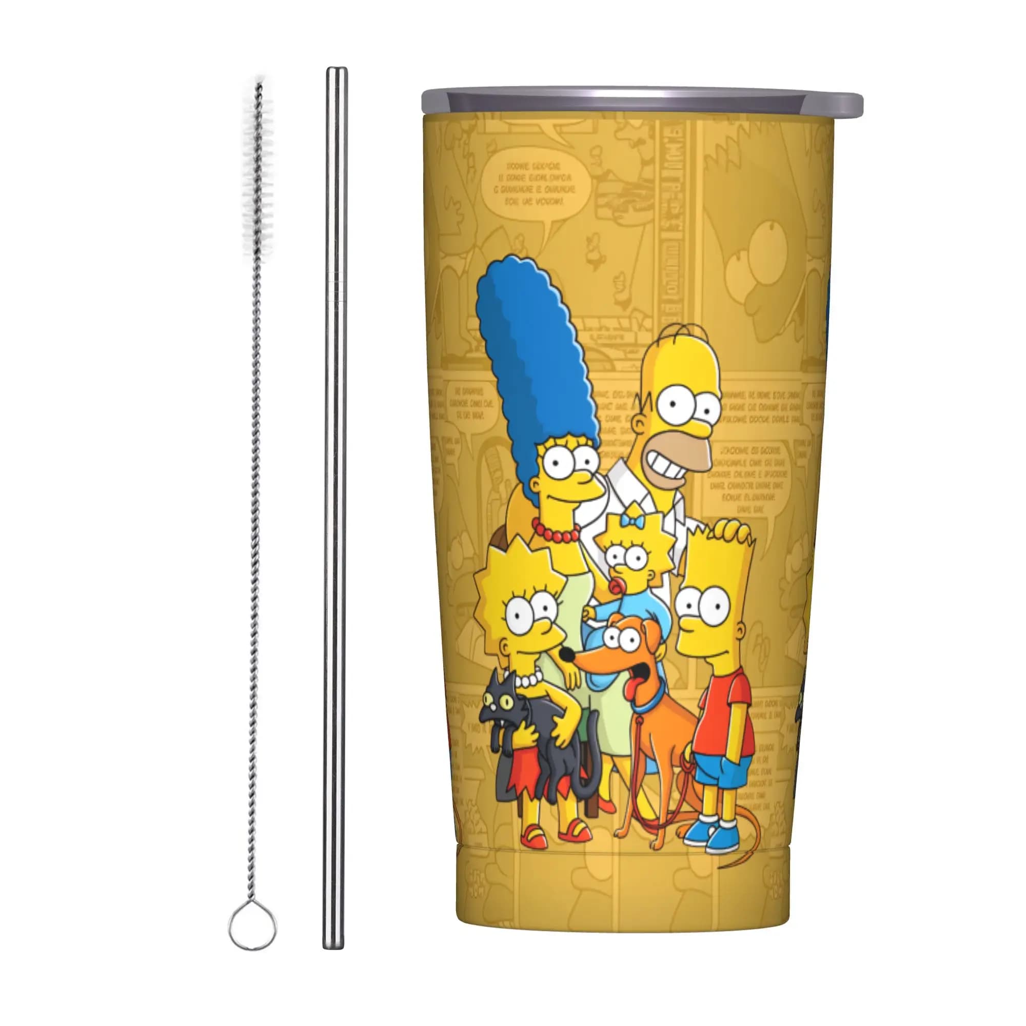 Divertente Borraccia Termica in Acciaio Inossidabile con Ritratto della Famiglia Simpson, per Bevande Fredde, Tazza Termica per Auto