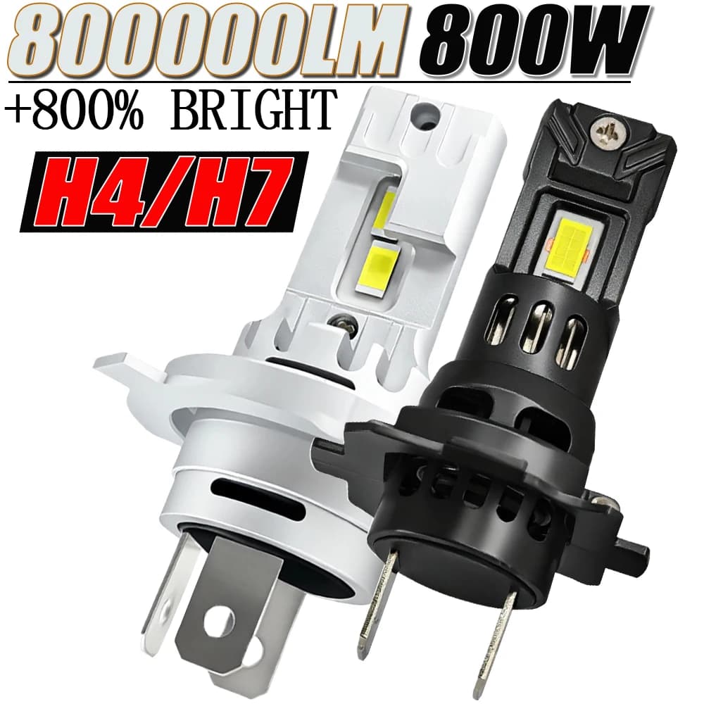 Lampadina LED H7 H4 per Fari Auto CANBUS 6000K 12V Alta Potenza Luci Auto Turbo Super Luminose Lampada con Ventola di Raffreddamento Mini Faro LED
