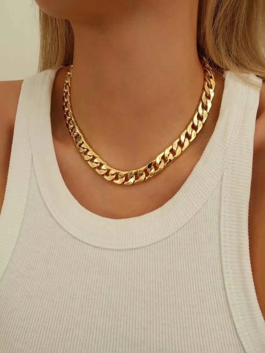 1pc Simple Chunky Clavicle Chain Necklace for Women and Girls Fashion Jewelry Accessory