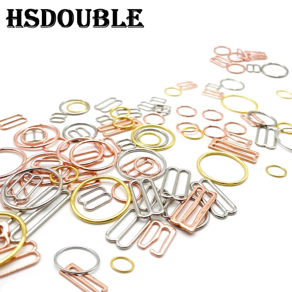 100 Pcs/Pack 6mm~25mm Metal Bra Strap Adjustment Buckles Underwear Sliders Rings Clips For Lingerie Adjustment DIY Accessories
