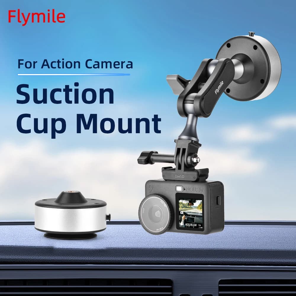 Supporto a ventosa per auto per GoPro Insta360 DJI Action Camera, montaggio rapido su parabrezza con rotazione a 360° ° Supporto Girevole Regolabile