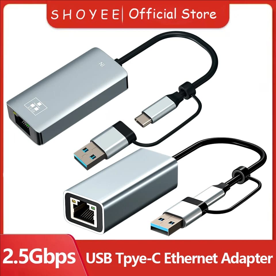 Ethernet Adapter USB Tpye-C 2.5G 100/1000/2500Mbps USB 2.0 3.0 network card for PC portable NAS server Internet adapter Windows