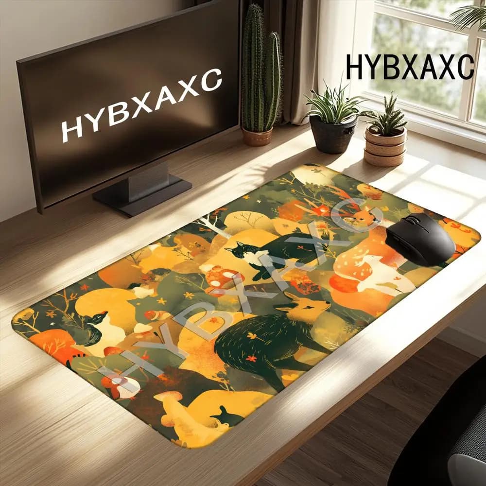 HYBXAXC Tappetino per mouse con animali della foresta incantata, base in gomma antiscivolo, tappetino da scrivania per gaming, ufficio, laptop