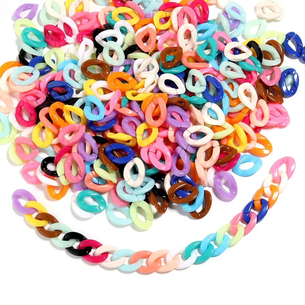 50pcs/lot Colorful Acrylic Link Chain Clasp Open Buckle Beads Connector for DIY Necklace Clothing Bag Chains Jewelry Making