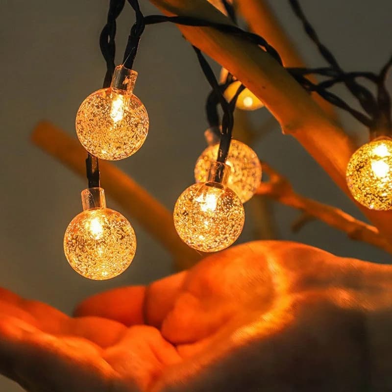 Luci Solari a LED a Sfera di Cristallo, Impermeabili, per Esterni, Decorazione per Giardino, Prato, Alberi, Natale, Matrimoni, Ghirlande