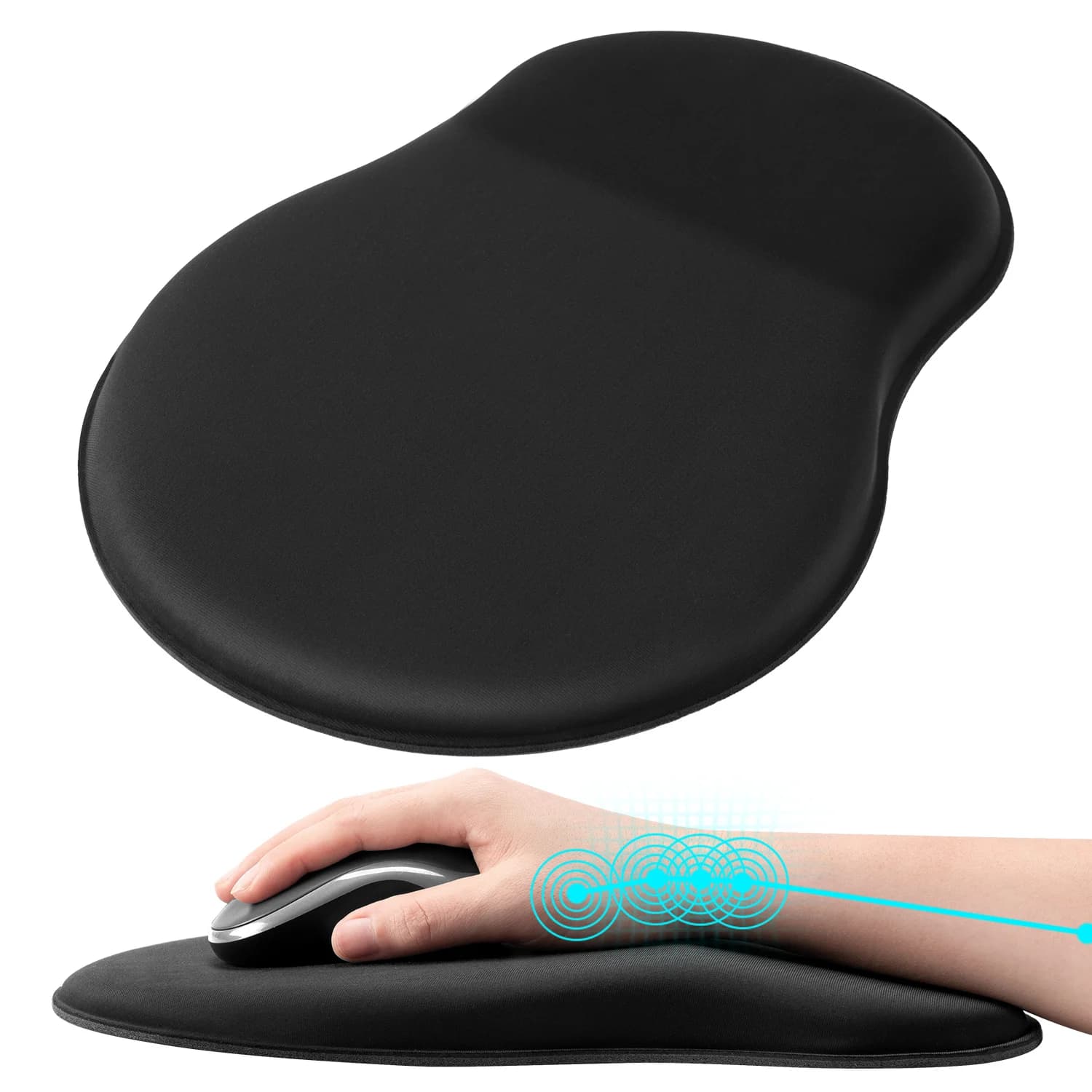 Ergonomic Carpet for Mouse with Poggiapolsi, Soft Mousepad with Memory Foam to Relieve Pain, Gaming Mat for Desk, Home, Office