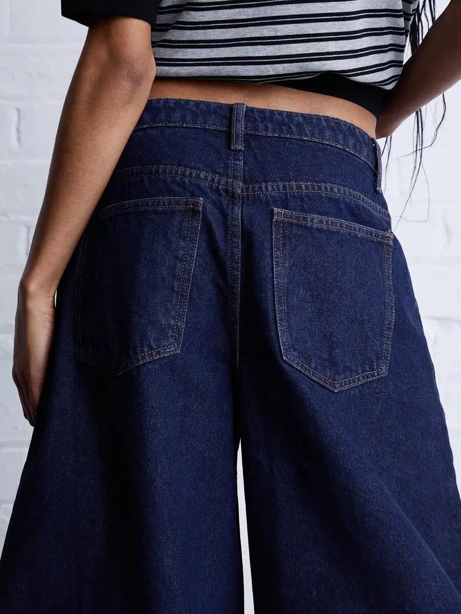 Low Rise Oversized Wide Leg Denim Shorts Cotton Women Summer Festival Outfit