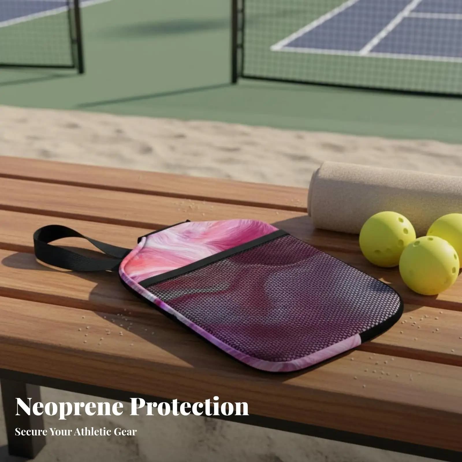 Neoprene Paddle Cover with Zipper and Inner Pockets for Pickleball Paddles and Tennis Rackets for Gym Bag