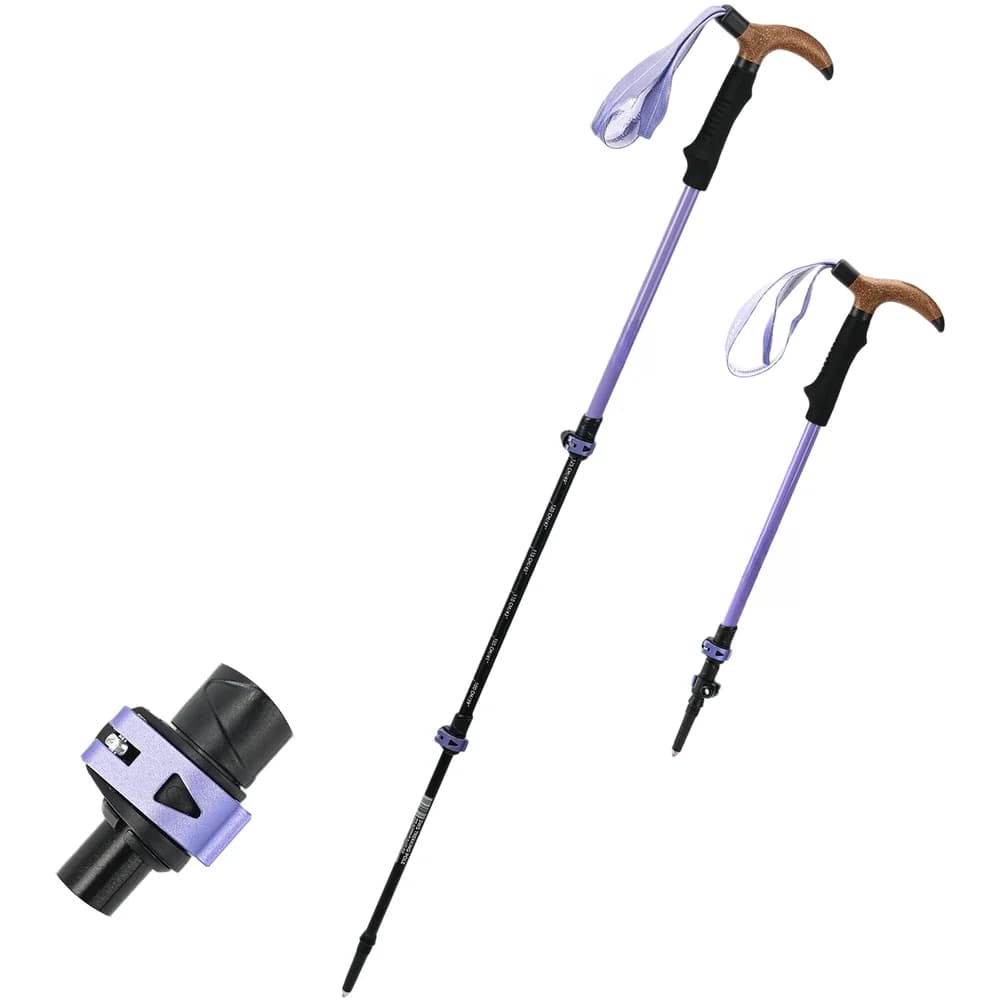 Lightweight Aluminum Hiking Pole Cork T Handle 3 Section Telescopic Adjustable 57.5-130cm Steel Tip For Trekking Walking Outdoor