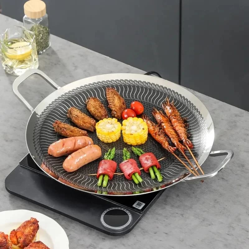 Outdoor Camping Barbecue Plate 316L Stainless Steel Kitchen Plate Non-stick Frying Plate for Barbecue Excessed Fund