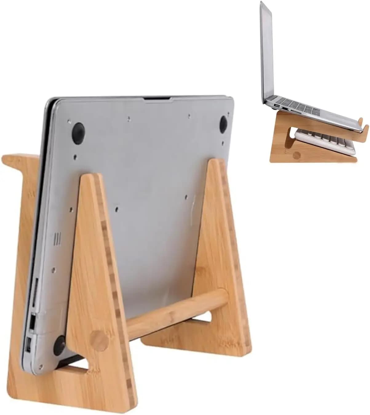 Supporto per laptop in legno massello con dissipazione del calore, design ergonomico per dispositivi da 13-16 pollici