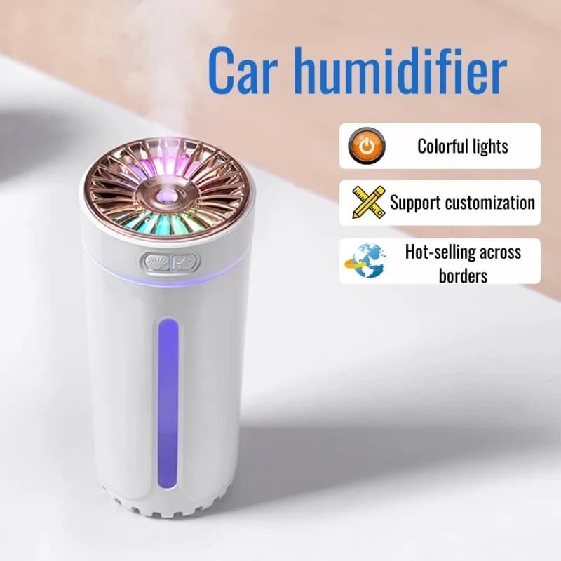 Small New Car Aroma Humidifier With 7Color Ambient Light, MultiFunction Nano Water Particle Humidifier For Home And Car Use