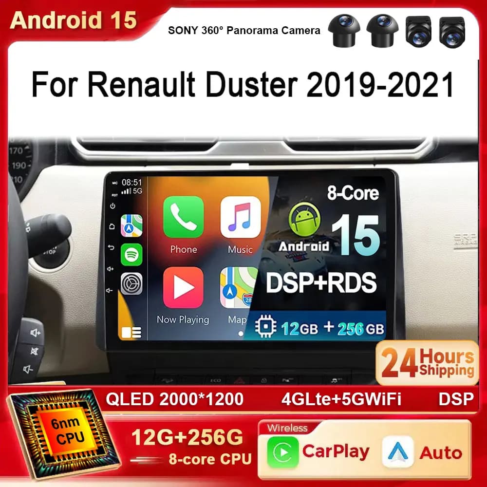 Android 15 4G Autoradio Per Renault Duster HM 2 2020 2021 Arkana 2019-2021 Lettore Video Multimediale di Navigazione stereo Carplay DSP