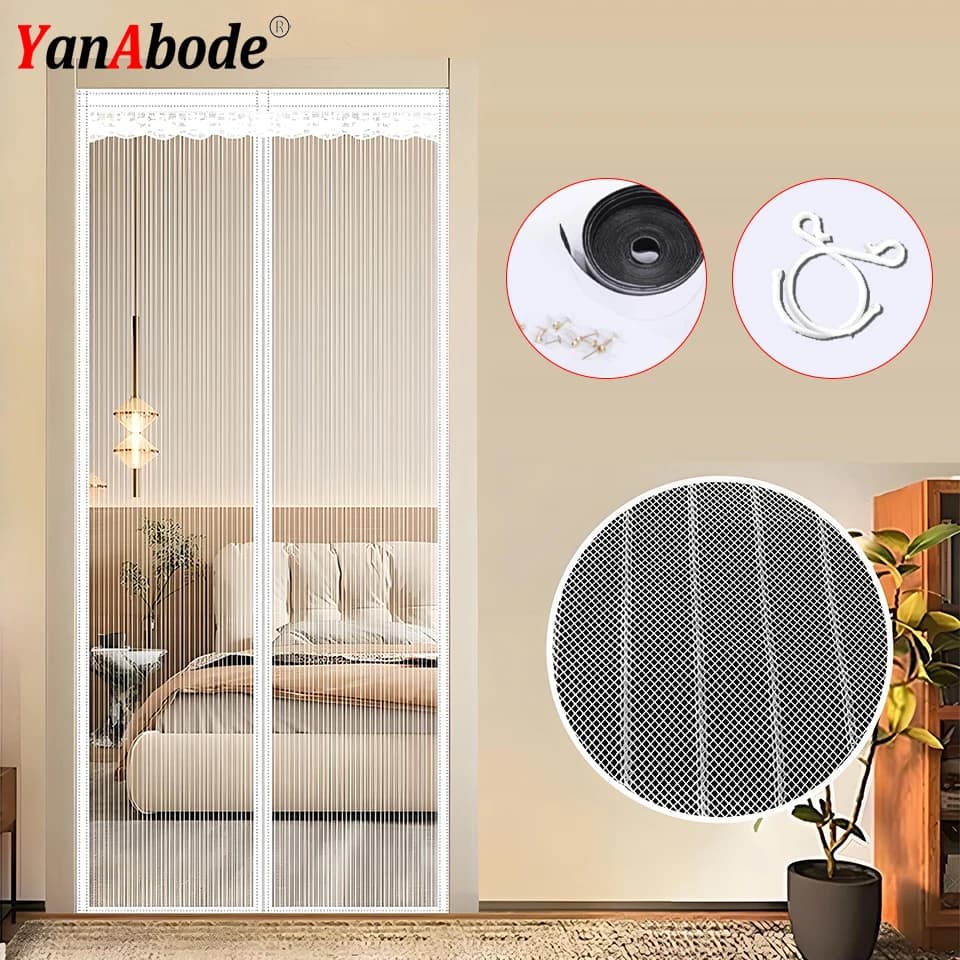 YanAbode Zanzariere con schermo magnetico bianco per porta Chiudi automaticamente per prevenire zanzare insetti per cucina interna e soggiorni