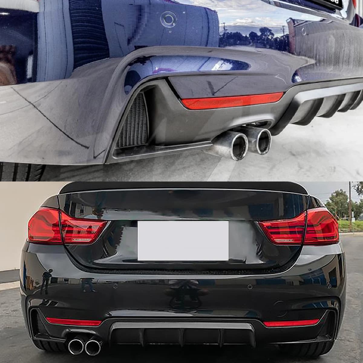Magickit per BMW Serie 4 F36 Gran Coupe 4 porte 420i 428i 430i 435i 440i M Sport 2013-2020 Paraurti posteriore Diffusore Labbro Nero opaco