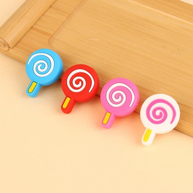 Cartoon Lolly Shape Tennis Racket Shockproof Absorber Silicone Shock Absorption Tennis Racket Shock Pad Anti-Vibration Dampeners