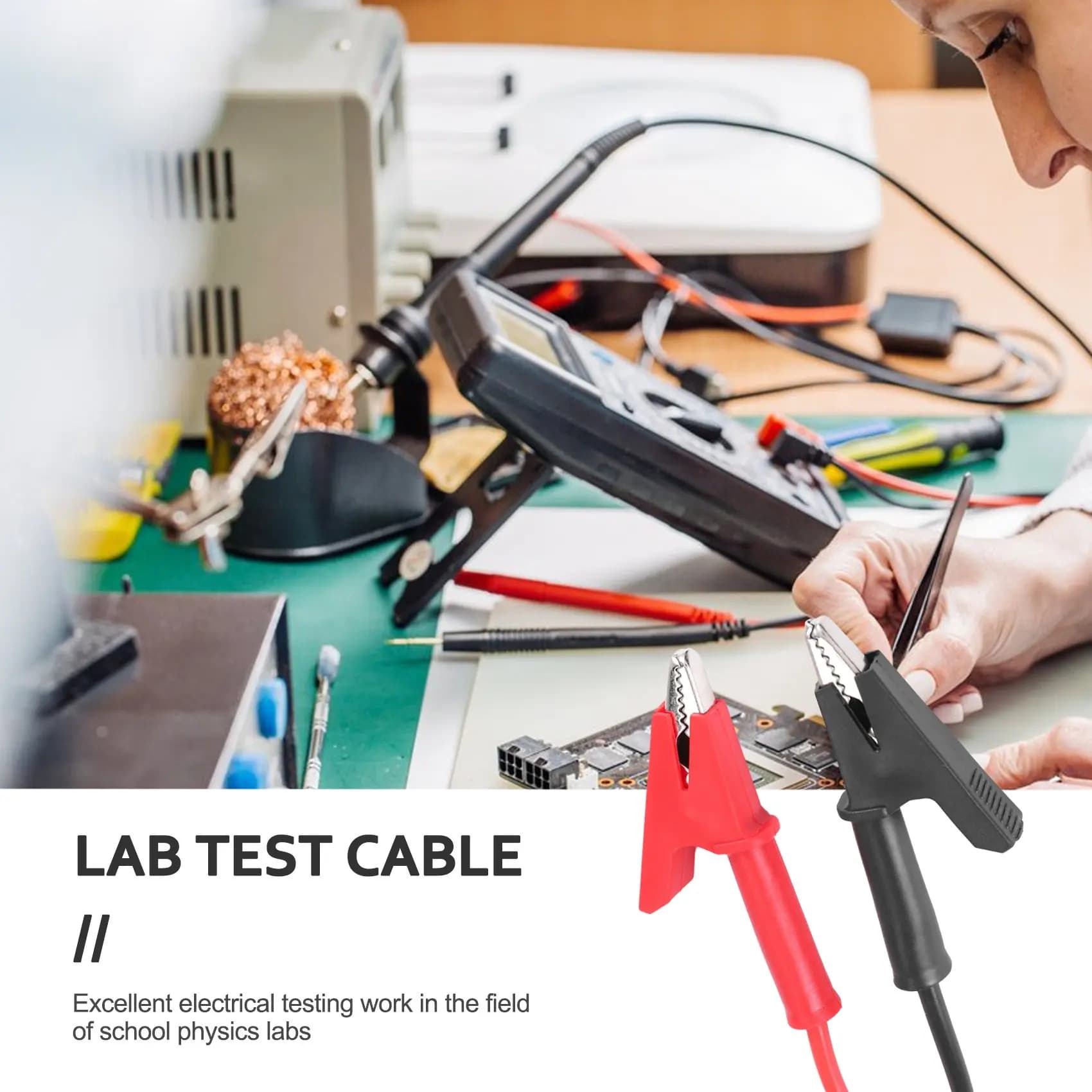 Cavo di prova Smart-Pair con connettore a banana e morsetto a coccodrillo, cavo da laboratorio con connettore a banana, resistente, lungo 1 m, per multimetro