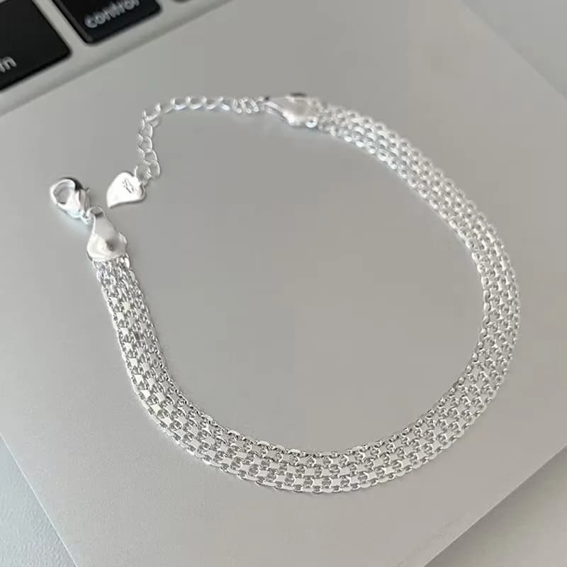 Silver Color Mesh Chain Bracelets for Women Adjustable Bracelet Lady Noble Pretty Jewelry Fashion Nice Chain Fine Accessories