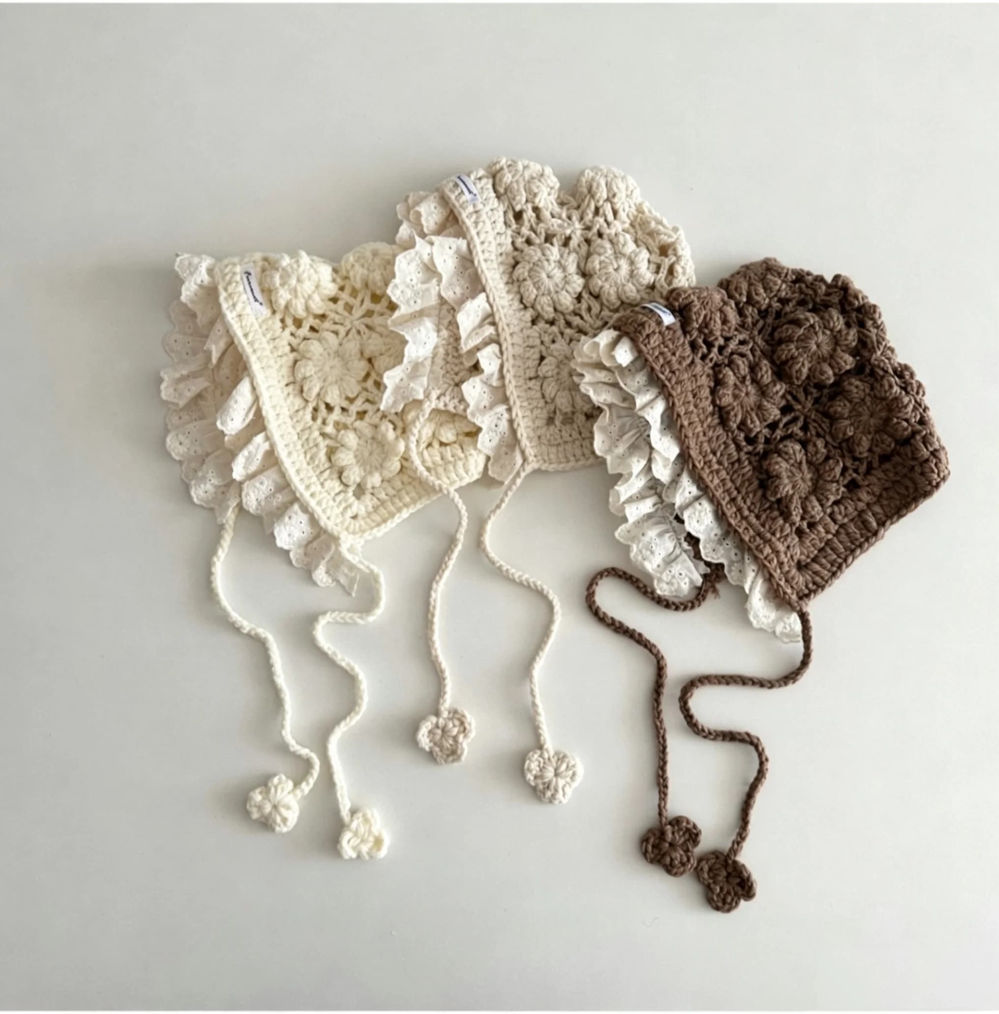 Cappellini per Neonati con Fiori Traforati, Berretto Jacquard Lavorato a Maglia per Bambini, Copricapo per Esterni, Accessori per Capelli per Bambini
