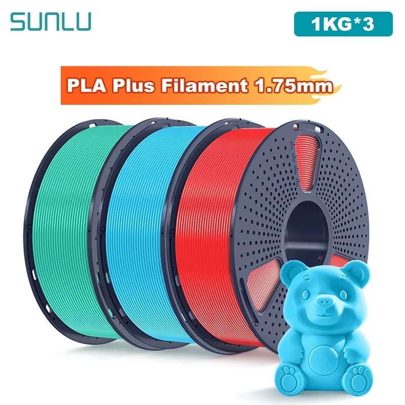 SUNLU 3KG PLA Plus/Filament for 3D Printer Transparent Coil 1.75 mm 1000 g (2.2 pounds) Prewashed Filament without knots Suitable for most FDM printers