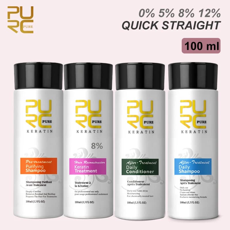 PURC Keratin for Hair Set Purifying Shampoo Balm Levigante Repair Hair Ricci Crespi Raddrizzamento Treatment Products Salon