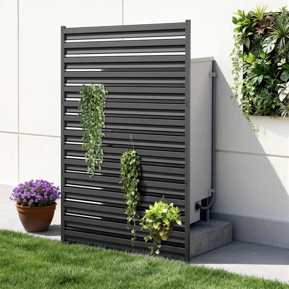 Pannelli per la privacy da esterno 63 H x 38 L, 1 pannello, recinzione per condizionatore d'aria, pannelli per la privacy in metallo per bidoni della spazzatura, per giardino, attrezzature per piscina