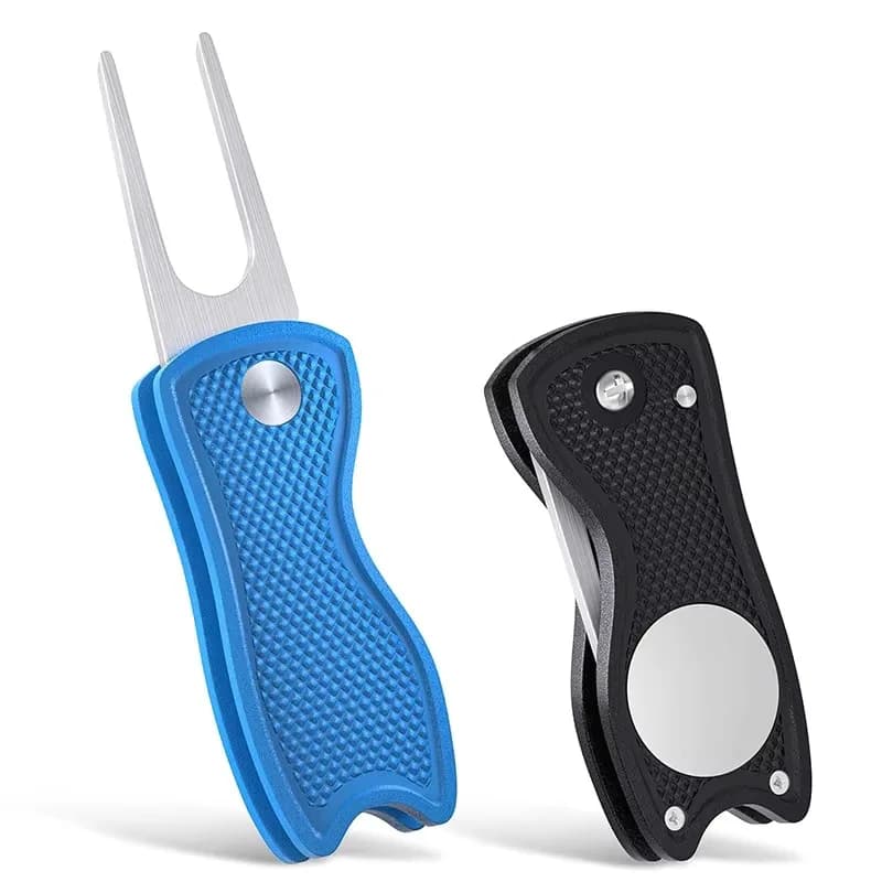 New Metal Foldable Golf Divot Repair Tool With Magnetic Ball Marker And Pop-Up Button Green Tool Accessories Gift For Golfer