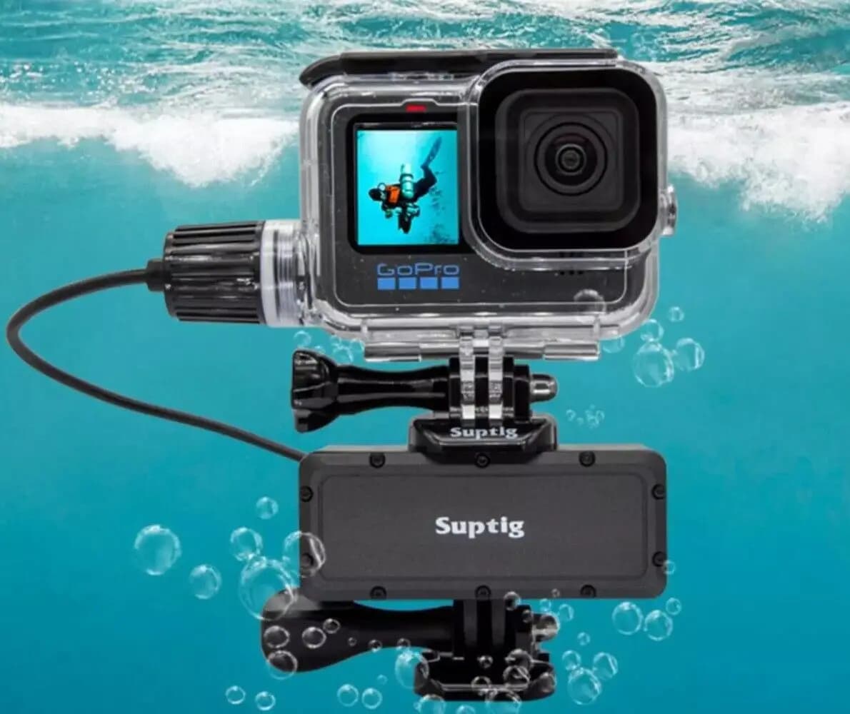 Caricabatterie mobile Power Bank 4500Mah Subacqueo 45M per GoPro Hero 13 12 11 10 9 Nero