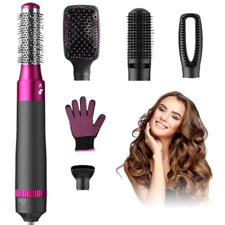 Spazzola per asciugacapelli Spazzola termica per capelli 5 in 1 e set styler per salumi facili in stile salone con spazzola ionica negativa staccabile He