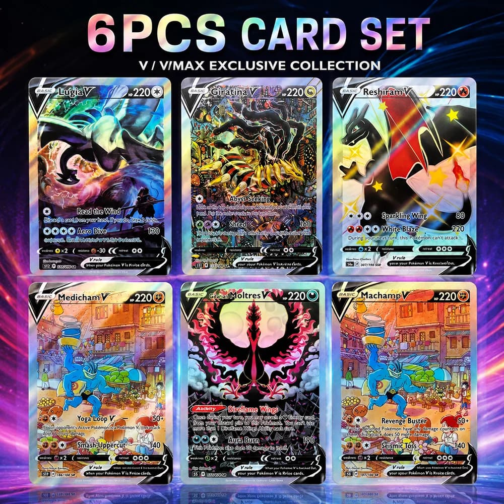 Anime PTCG DIY Collection Proxy Cards Charizard Machamp Galarianmoltres En/jp 110/307 V Flash Trading Collection Card Gift