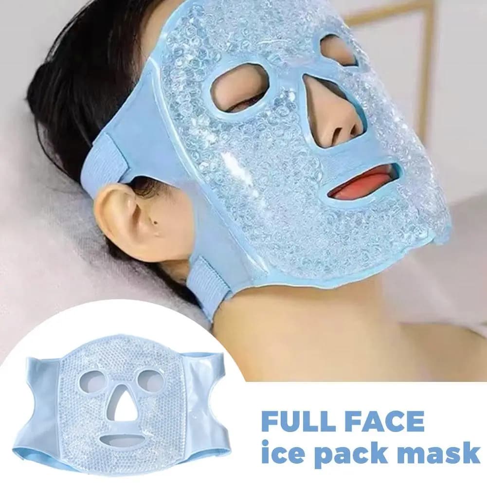 Maschera Rinfrescante per il Viso con Cinghia Regolabile, Morbida e Flessibile, Impacco Caldo/Freddo, Rilassamento Completo del Viso, Sollievo dal Mal di Testa, Cura della Pelle del Viso, Maschera Ghiacciata