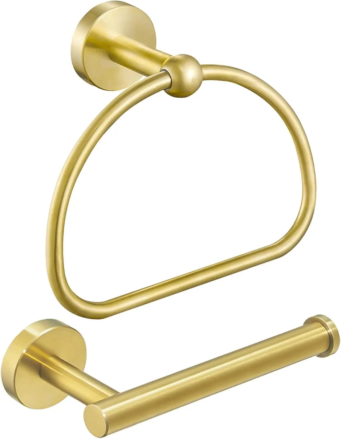 Set portasciugamani e porta carta igienica in oro spazzolato, 180 ° Accessori da Bagno Girevoli in Acciaio Inossidabile