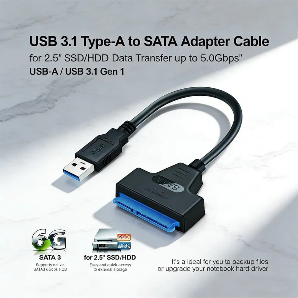 Cavo Adattatore USB 3.0 per Disco Rigido SATA - Convertitore Esterno per Trasferimento Dati SSD/HDD da 2,5 Pollici, Supporta UASP