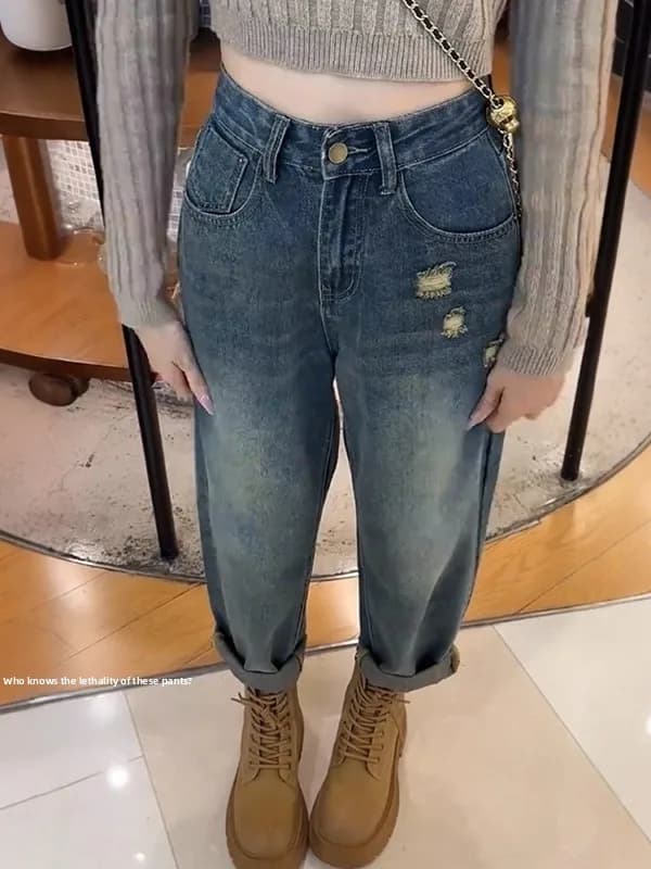 Jeans a vita alta da donna, modello Dad, primaverili, taglie forti, a gamba dritta, stile Harem, larghi, che coprono i fianchi, nascondono la pancia e snelliscono
