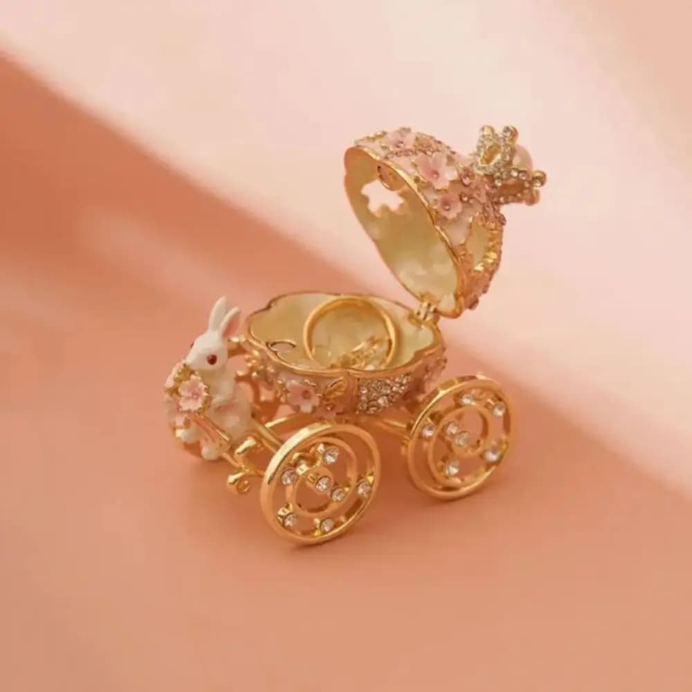 European Creative Jewelry Box Bunny Pumpkin Carriage Mini Size Earrings Necklace Storage Rabbit Carriage Dresser Table Box