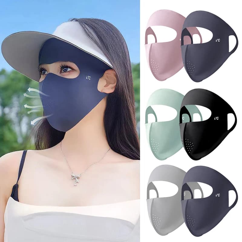 1/2 pcs full face summer mask sunscreen man woman mask for outdoor travel ice sense breathable elastic facekini