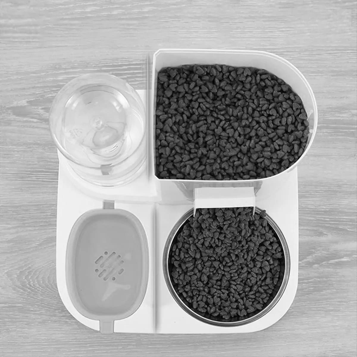 ABJS Pet Automatic Feeder 2 in 1 Dog Cat Food Container Water Fountain Large Capacity Stainless Steel Pet Feeding Bowl Pet