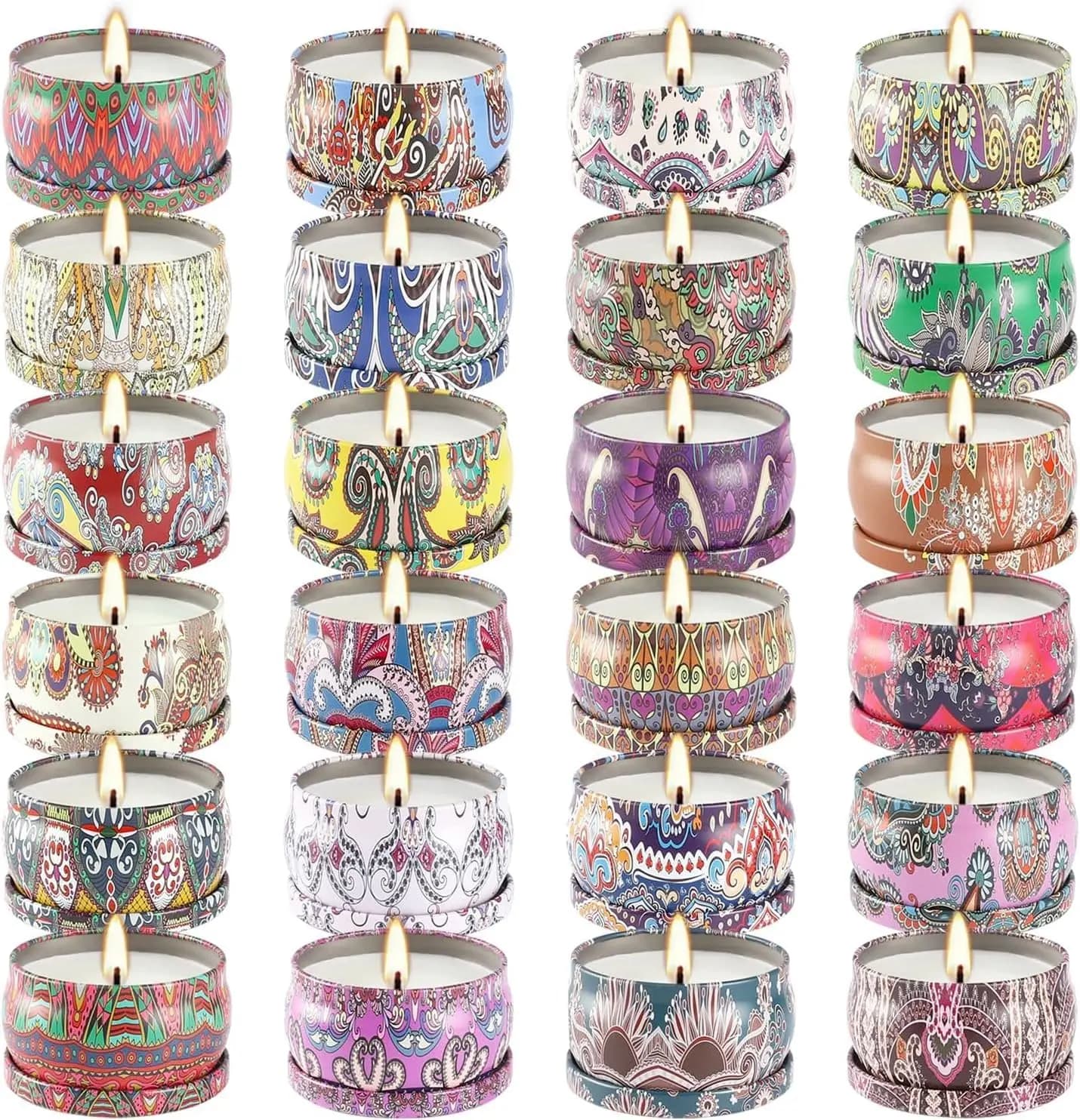Set of 24 Perfume Candles for Domestic Relaxation, Stress Alleviation, Aromatherapy, Natural Soy Cera, Gift