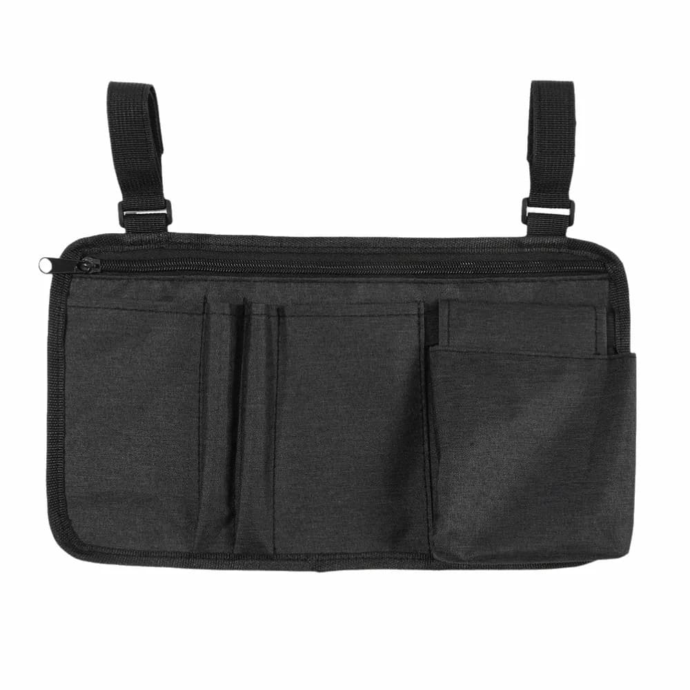 Waterproof Wheelchair Side Storage Bag Large Capacity Wear-Resistant Mobility Scooter Bag Multi-Pocket Zipper Closure