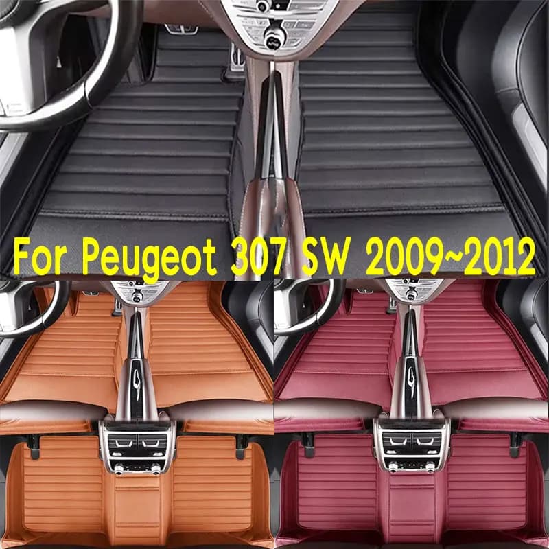 Car Floor Mats Suitable for Peugeot 307 SW 2009~2012 Anti slip and wear-resistant PU leather car interior mat