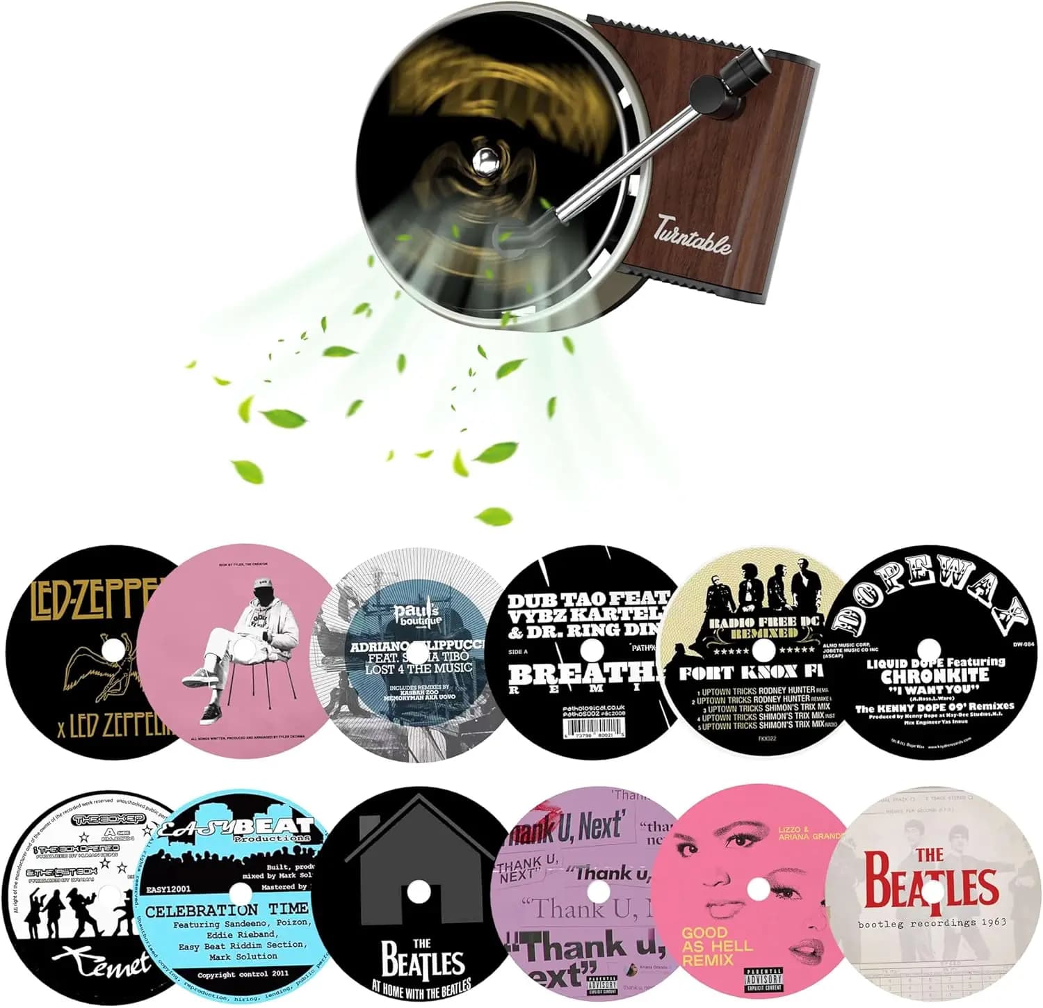 12 Deodorant Pieces for Cars Customizable with Clips for Air Bottle, Giradischi Shape with Pop Song Album Cover, Music Lovers Gifts