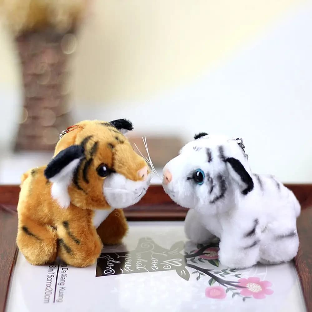 Borsa con animali di peluche Ornamento da appendere Zodiaco cinese Tigre Portachiavi per auto farcito Portachiavi con tigre