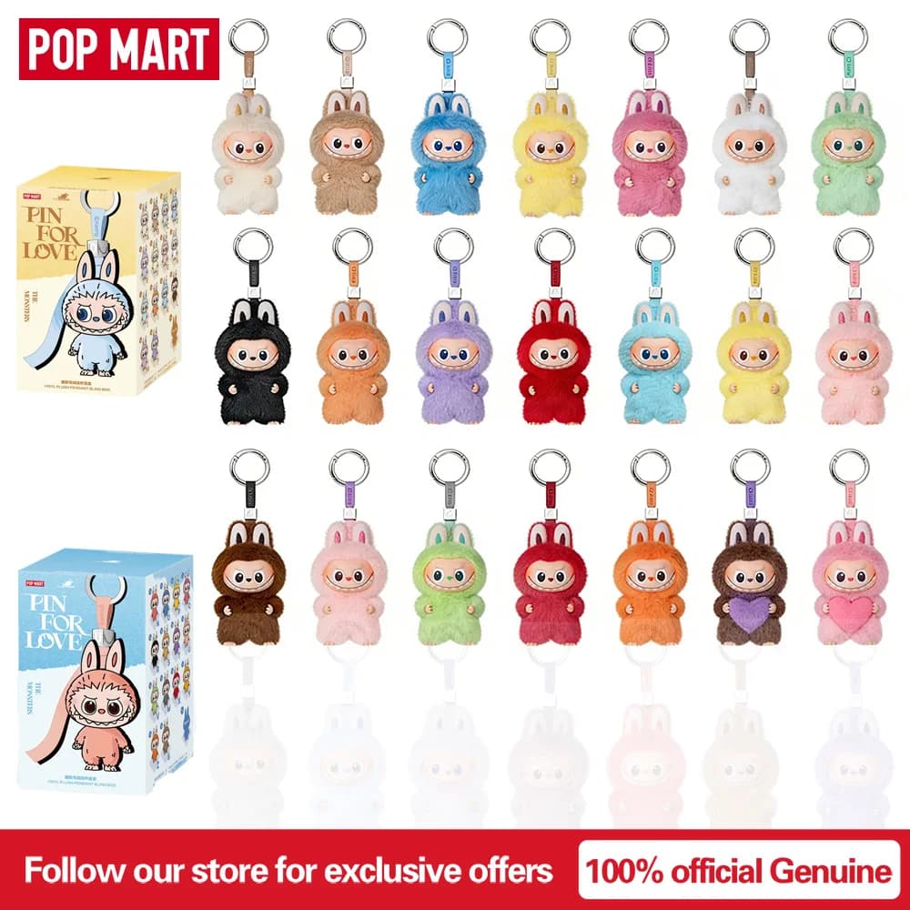 POP MART The Monsters Labubu V4 Pin for Love Series Mystery Blind Box Vinile Faccia Peluche Portachiavi Ciondolo Portachiavi Giocattolo Regali di Natale