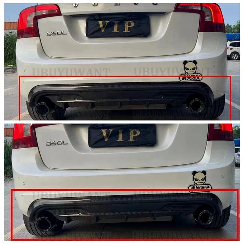 ABS REAR BUMPER TRUNK LIP SPOILER DIFFUSER with Exhaust Tips For VOLVO S60 V60 2014-2016 VOLVO V60 S60