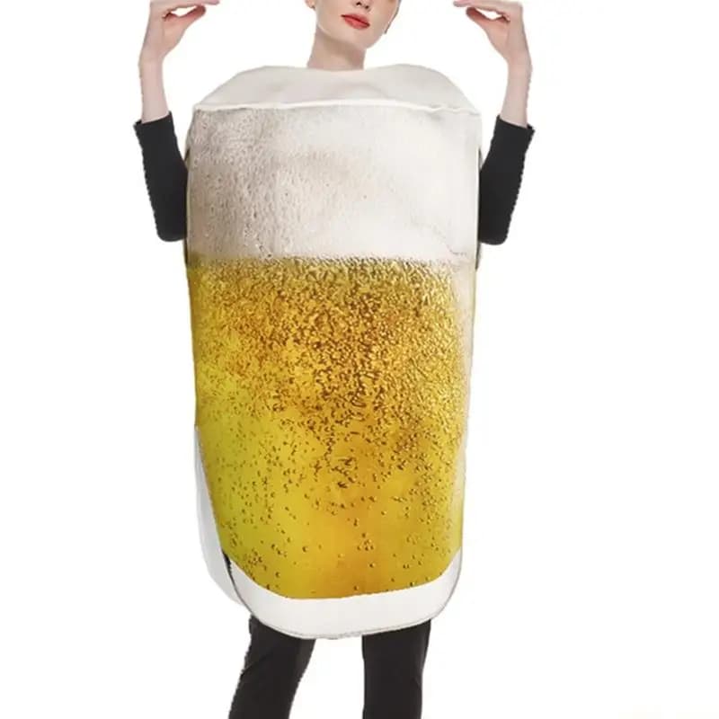 31BF Costumi da birra Halloween Costume da boccale birra stampato Divertenti costumi Oktoberfest Accessori Costume da