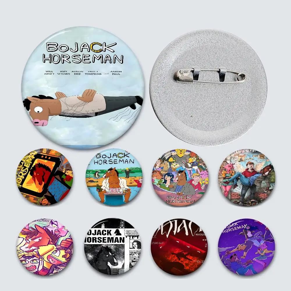 Funny Anime B-BoJack H-Horsemans Anime Brooches Cute Cartoon Badge Jacket Jeans Lapel Pin Gift Accessorie